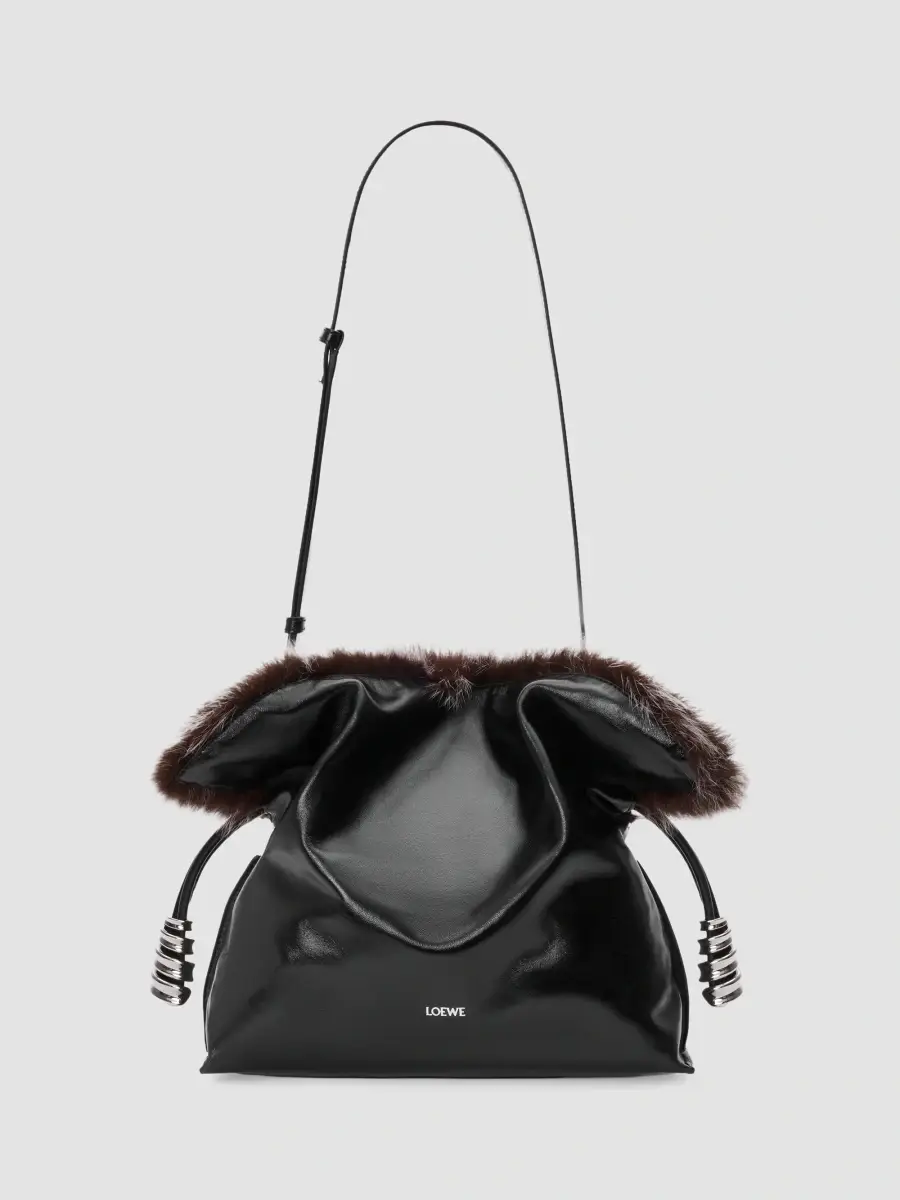 Loewe Women's Flamenco Shearling-Trim Leather Clutch | Thumbnail 10