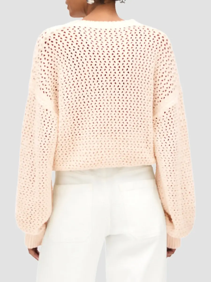 Another Tomorrow Women's Open Knit Crewneck | Thumbnail 5 Another Tomorrow Women's Open Knit Crewneck | Thumbnail 5