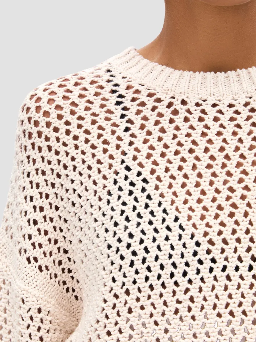 Another Tomorrow Women's Open Knit Crewneck | Thumbnail 6 Another Tomorrow Women's Open Knit Crewneck | Thumbnail 6