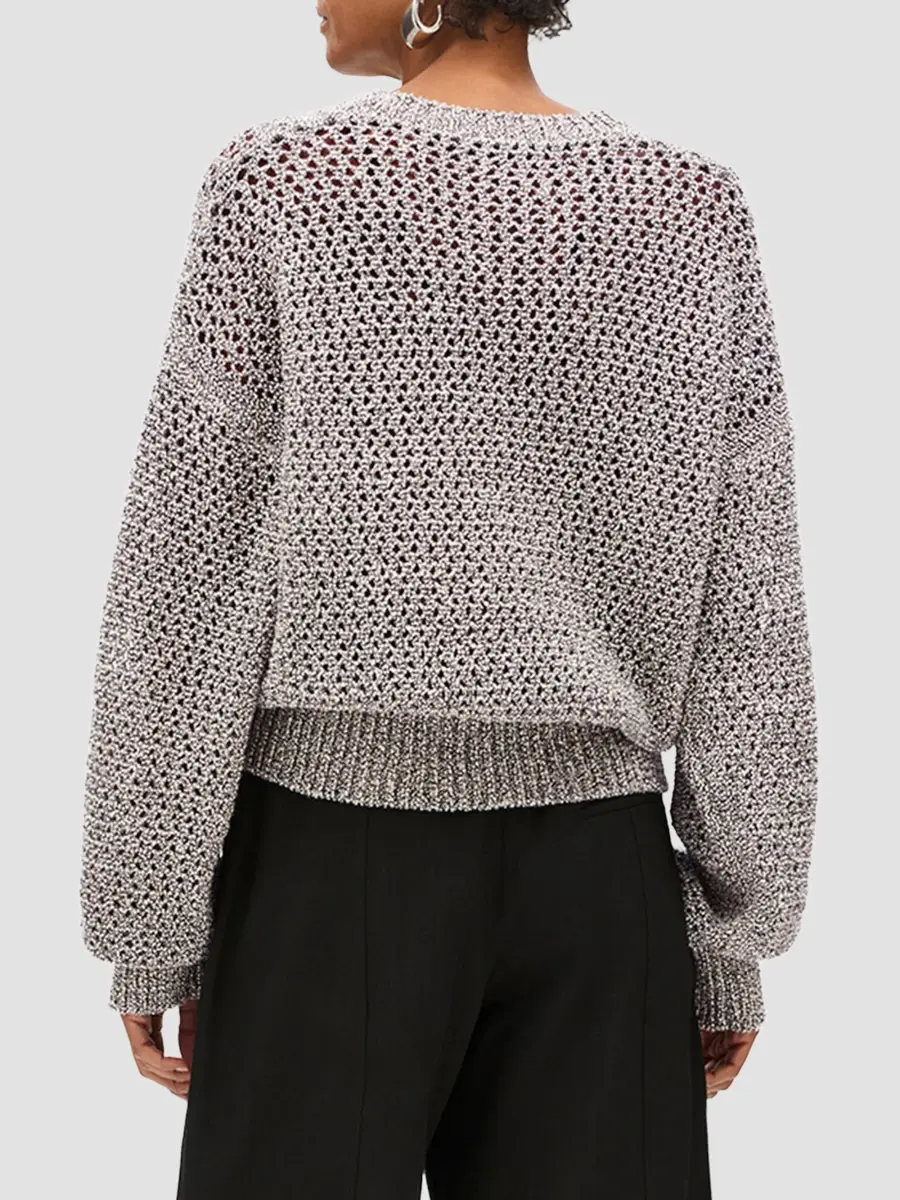 Another Tomorrow Women's Open Knit Crewneck Sweater | Thumbnail 5 Another Tomorrow Women's Open Knit Crewneck Sweater | Thumbnail 5