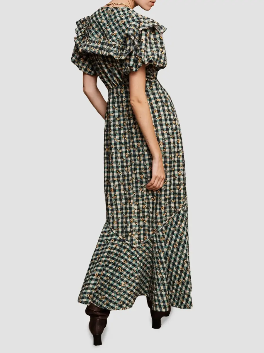 ALÉMAIS Women's Outrider Checked Cotton Seersucker Dress | Thumbnail 2 ALÉMAIS Women's Outrider Checked Cotton Seersucker Dress | Thumbnail 2