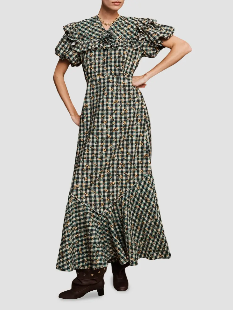 ALÉMAIS Women's Outrider Checked Cotton Seersucker Dress | Thumbnail 3 ALÉMAIS Women's Outrider Checked Cotton Seersucker Dress | Thumbnail 3