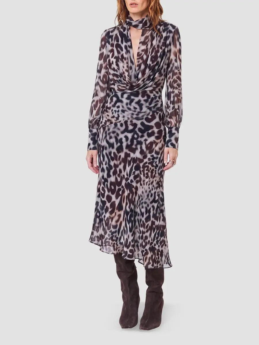 Nicholas the Label Women's Alessia Double-Layer Cowlneck Midi Dress | Thumbnail 4 Nicholas the Label Women's Alessia Double-Layer Cowlneck Midi Dress | Thumbnail 4
