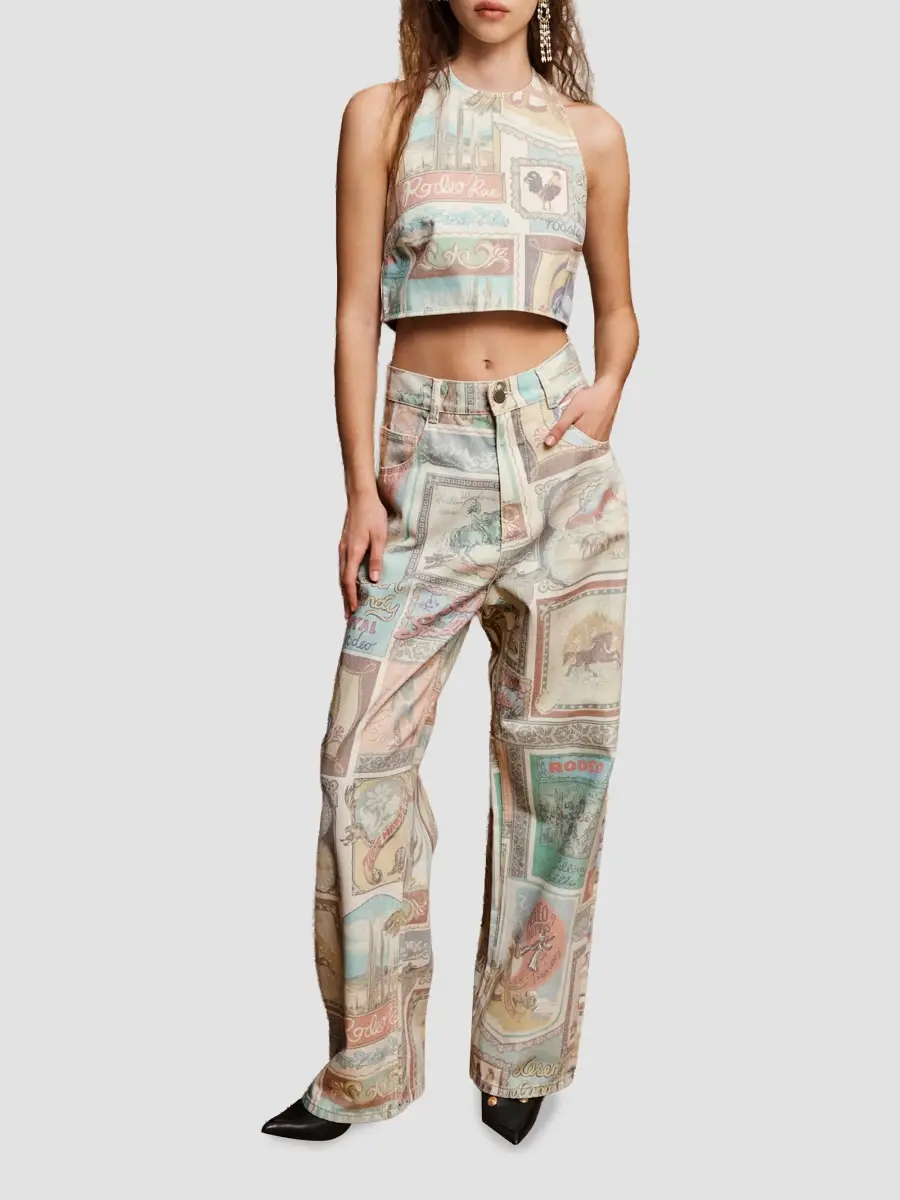 ALÉMAIS Women's Andie Printed Mid-Rise Straight-Leg Jeans | Thumbnail 2 ALÉMAIS Women's Andie Printed Mid-Rise Straight-Leg Jeans | Thumbnail 2