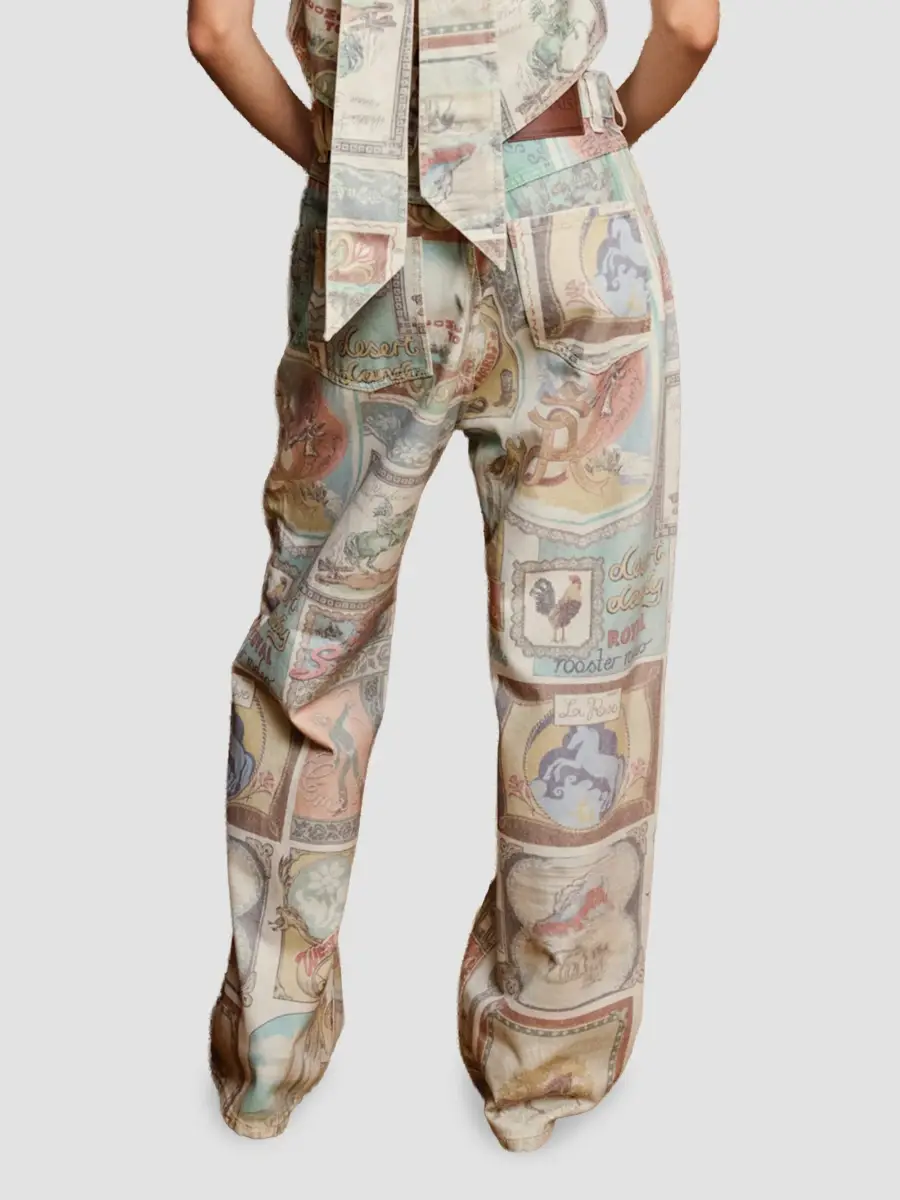 ALÉMAIS Women's Andie Printed Mid-Rise Straight-Leg Jeans | Thumbnail 3 ALÉMAIS Women's Andie Printed Mid-Rise Straight-Leg Jeans | Thumbnail 3