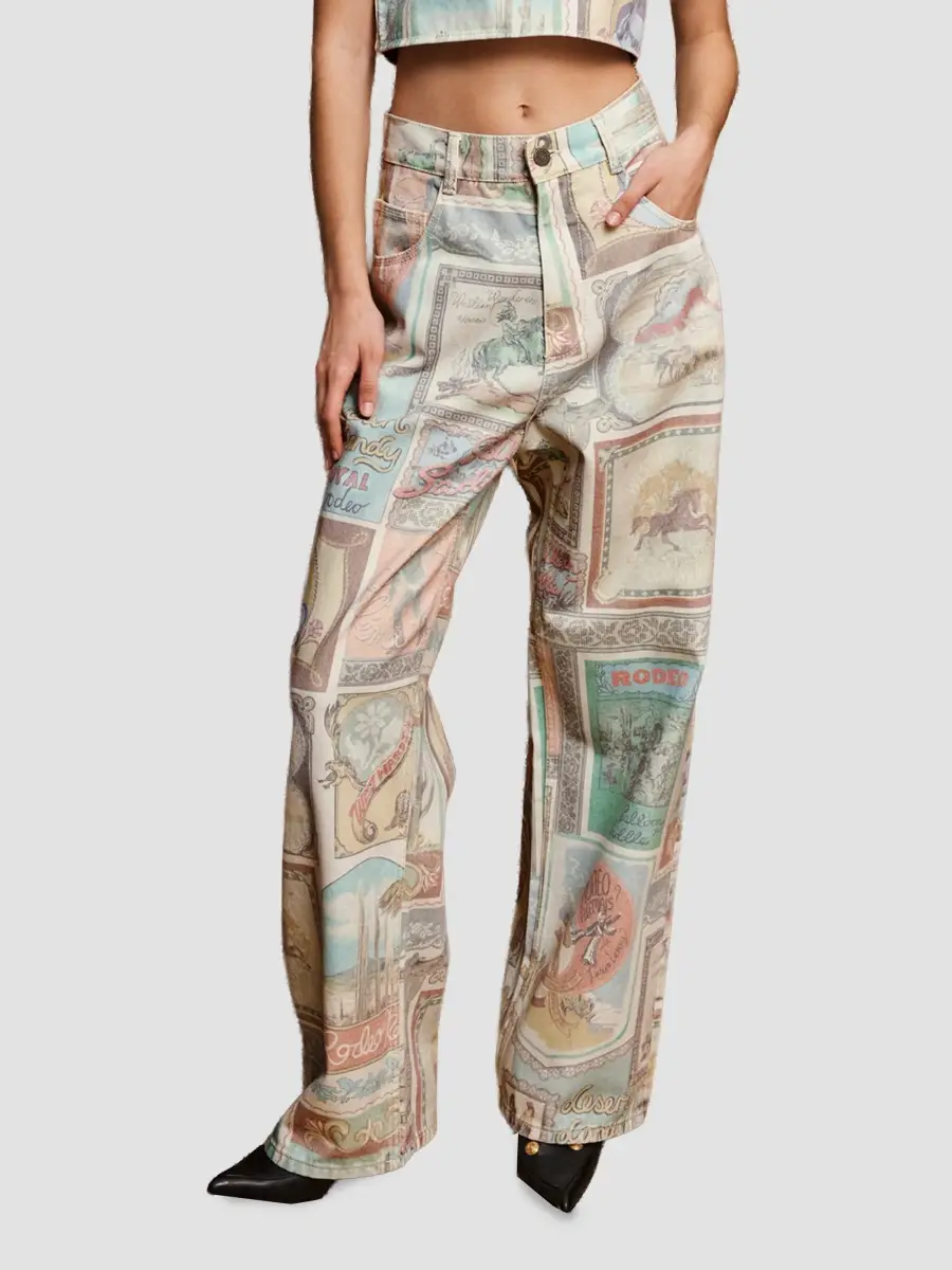 ALÉMAIS Women's Andie Printed Mid-Rise Straight-Leg Jeans | Thumbnail 4 ALÉMAIS Women's Andie Printed Mid-Rise Straight-Leg Jeans | Thumbnail 4