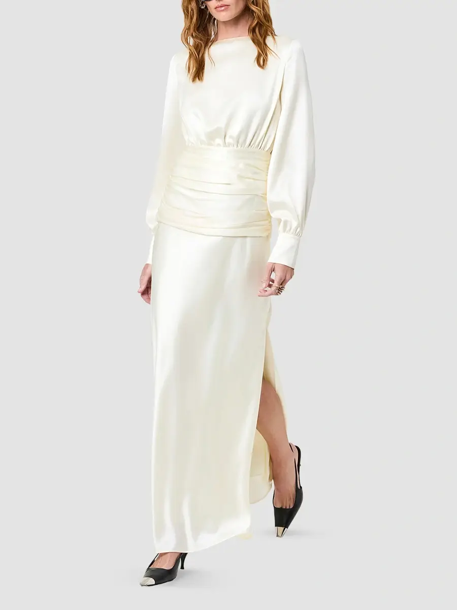 Nicholas the Label Women's Samina Shirred Satin Gown | Thumbnail 4 Nicholas the Label Women's Samina Shirred Satin Gown | Thumbnail 4
