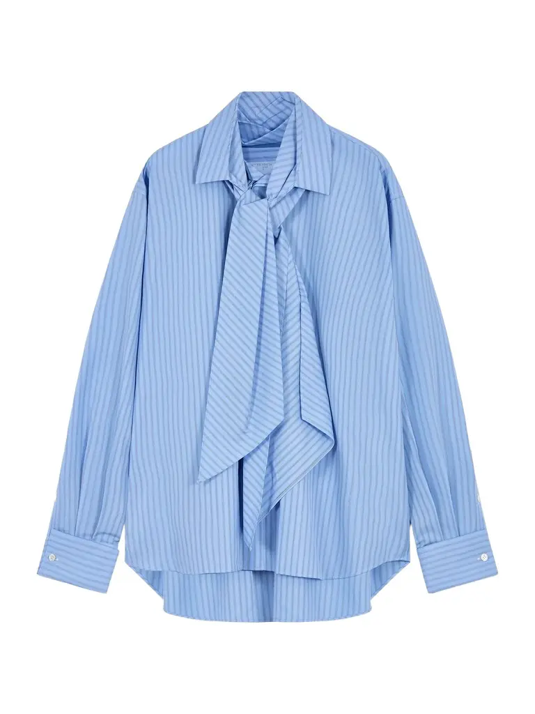 Striped Poplin Shirt with Necktie Striped Poplin Shirt with Necktie