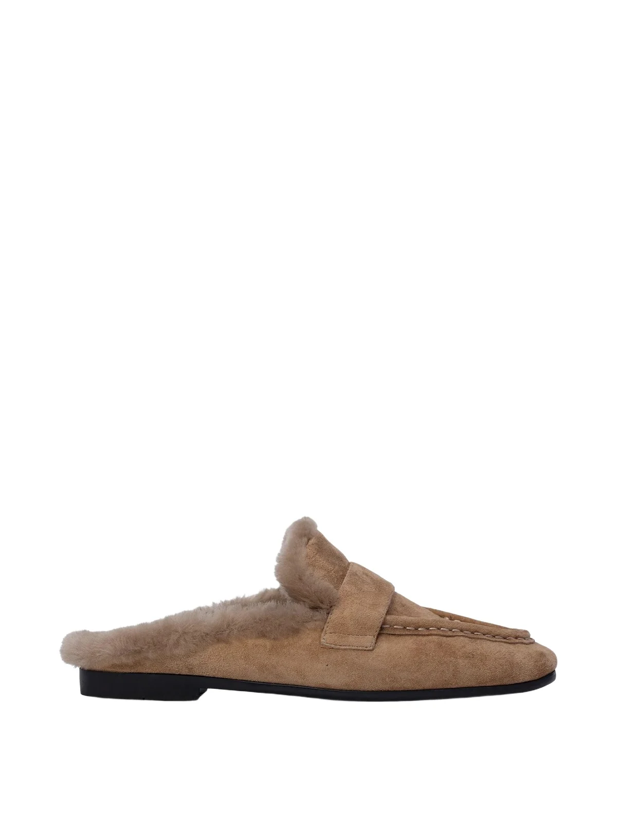 Black Suede Studio Theo Suede and Shearling-Lined Mules