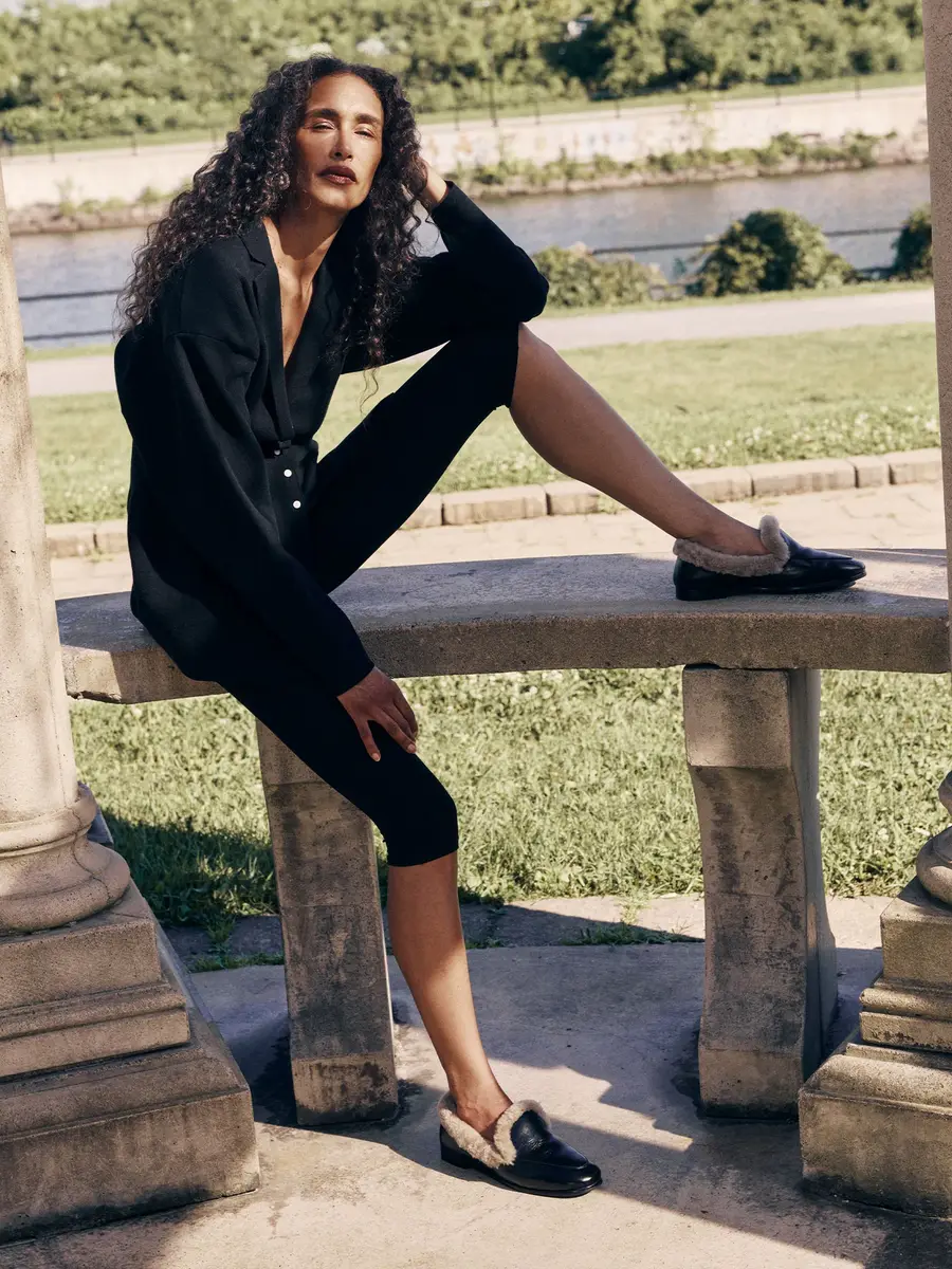 Black Suede Studio Zora Shearling-Lined Loafers | Thumbnail 2