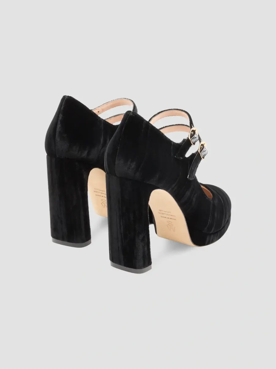Stuart Weitzman Women's Babette 100MM Suede Platform Mary Janes | Thumbnail 3 Stuart Weitzman Women's Babette 100MM Suede Platform Mary Janes | Thumbnail 3