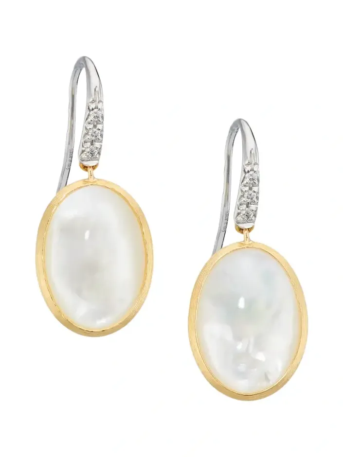 Women's Siviglia Two-Tone 18K Gold, Mother-Of-Pearl & 0.05 TCW Diamond Drop Earrings Women's Siviglia Two-Tone 18K Gold, Mother-Of-Pearl & 0.05 TCW Diamond Drop Earrings