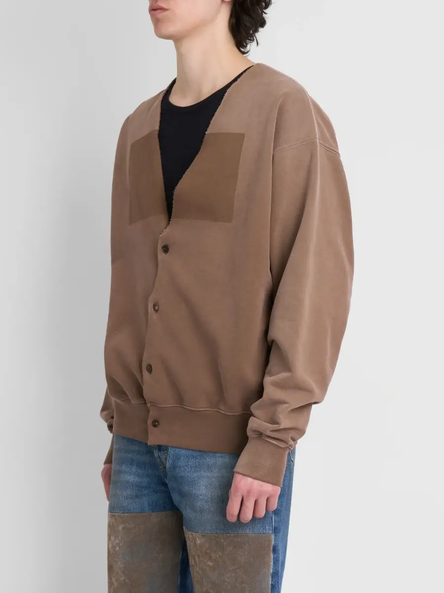 Maison Margiela Men's Cotton Fleece V-Neck Cardigan | Thumbnail 4 Maison Margiela Men's Cotton Fleece V-Neck Cardigan | Thumbnail 4