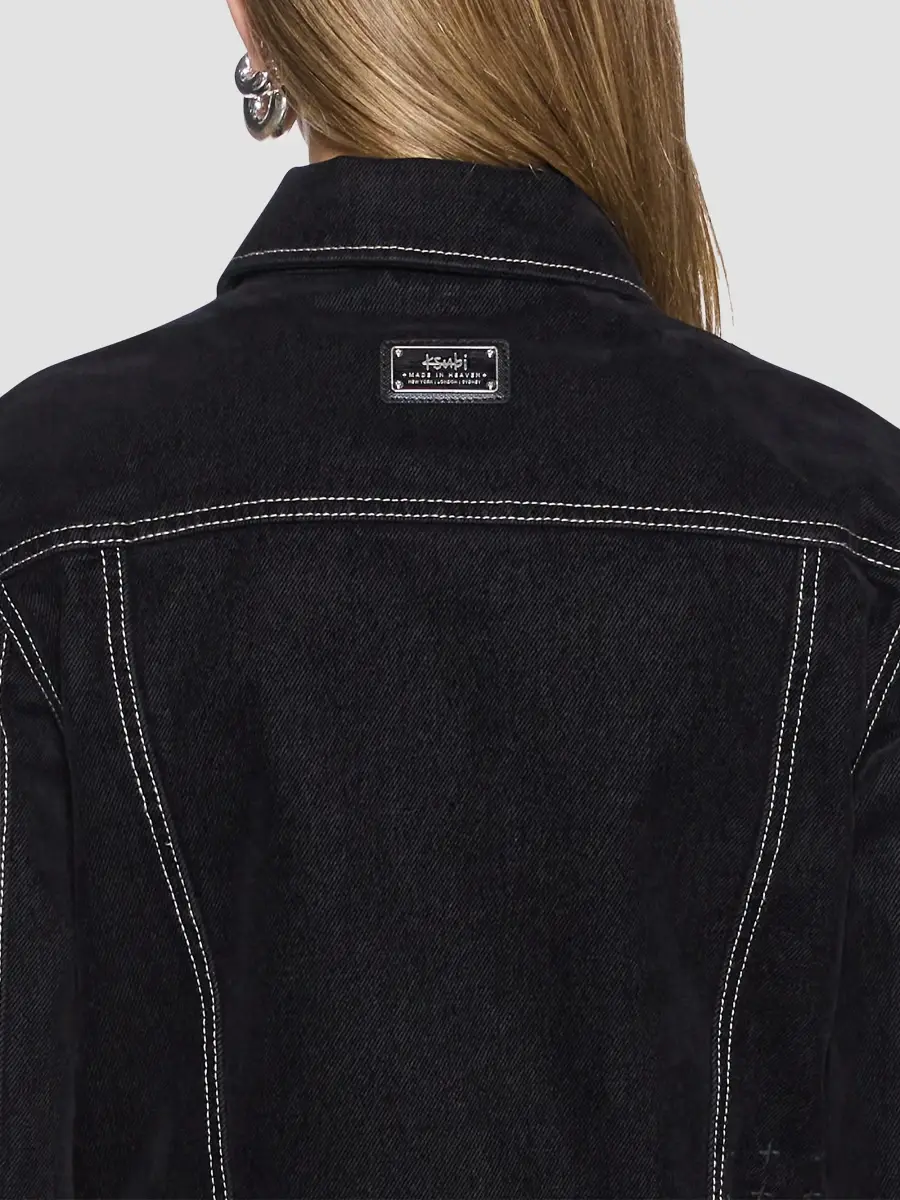 Ksubi Women's Slim-Fit Flocked Denim Trucker Jacket | Thumbnail 5
