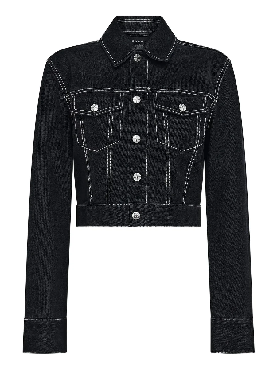 Ksubi Women's Slim-Fit Flocked Denim Trucker Jacket
