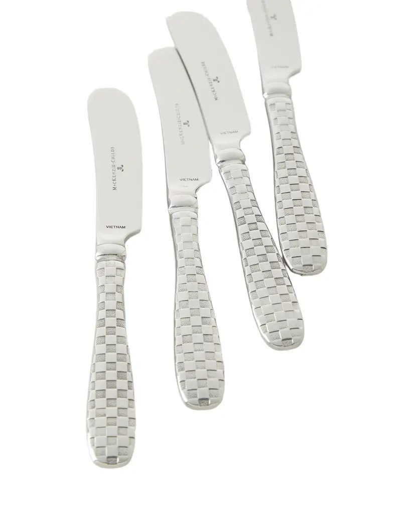 Check Canape Knives, Silver, Set of 4