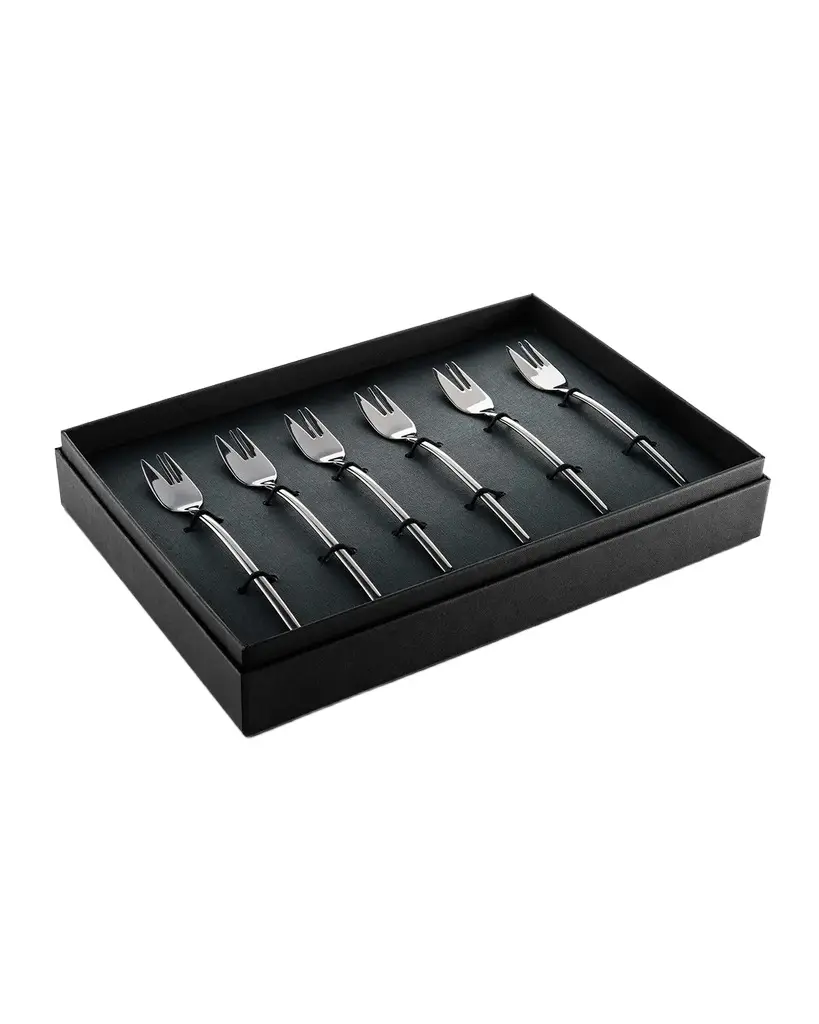 Mepra Due Oro Nero Cake Forks, Box of 6