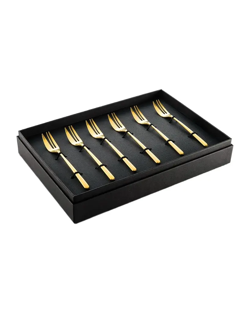 Mepra Linea Ice Oro Cake Fork Set, Box of 6