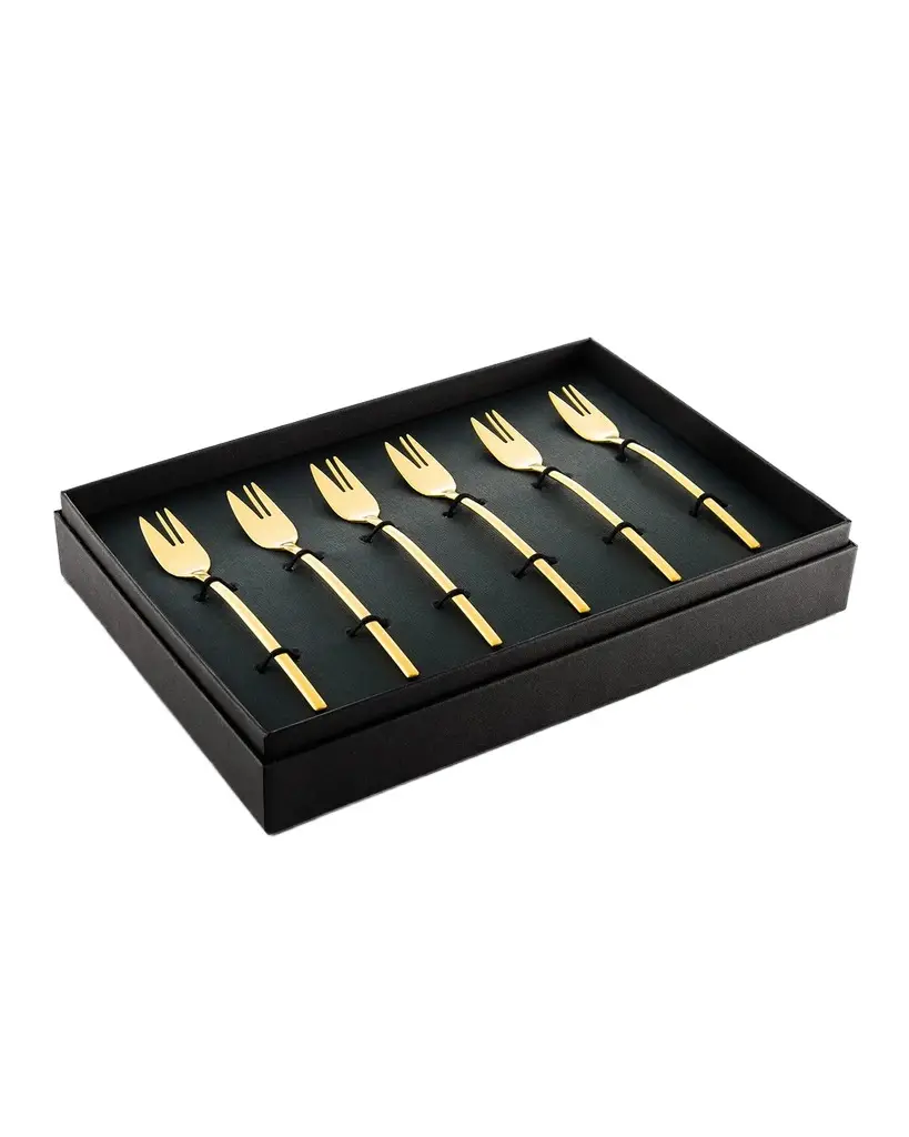 Mepra Due Ice Oro 6-Piece Cake Fork Set