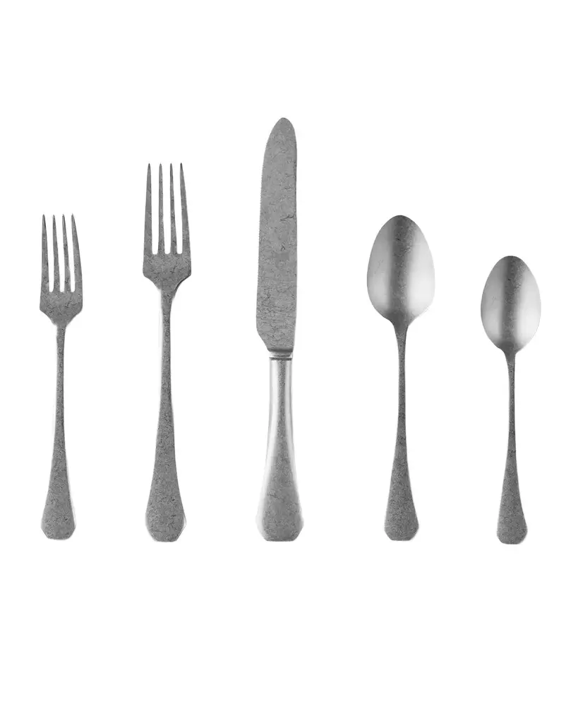 Cutlery 5-Piece Moretto Pewter Flatware Set