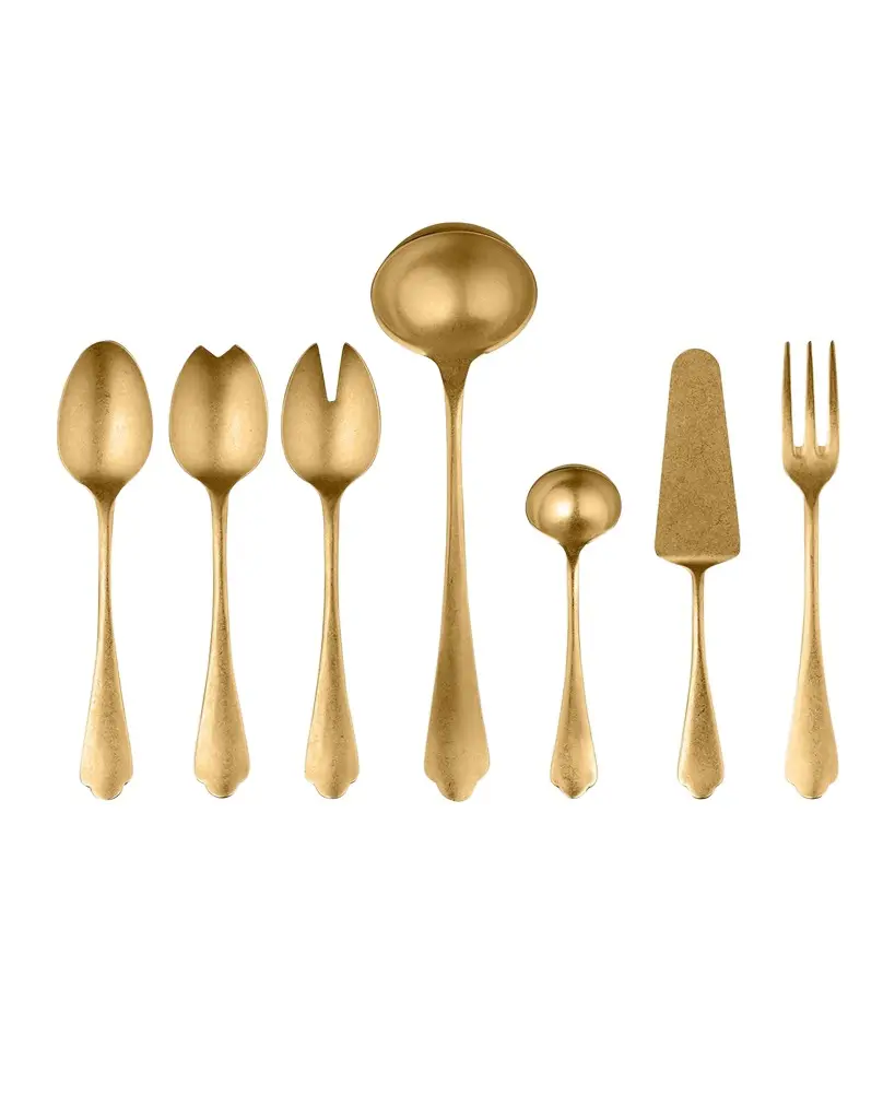 Mepra Dolce Vita 7-Piece Serve Flatware Set - Pewter Oro