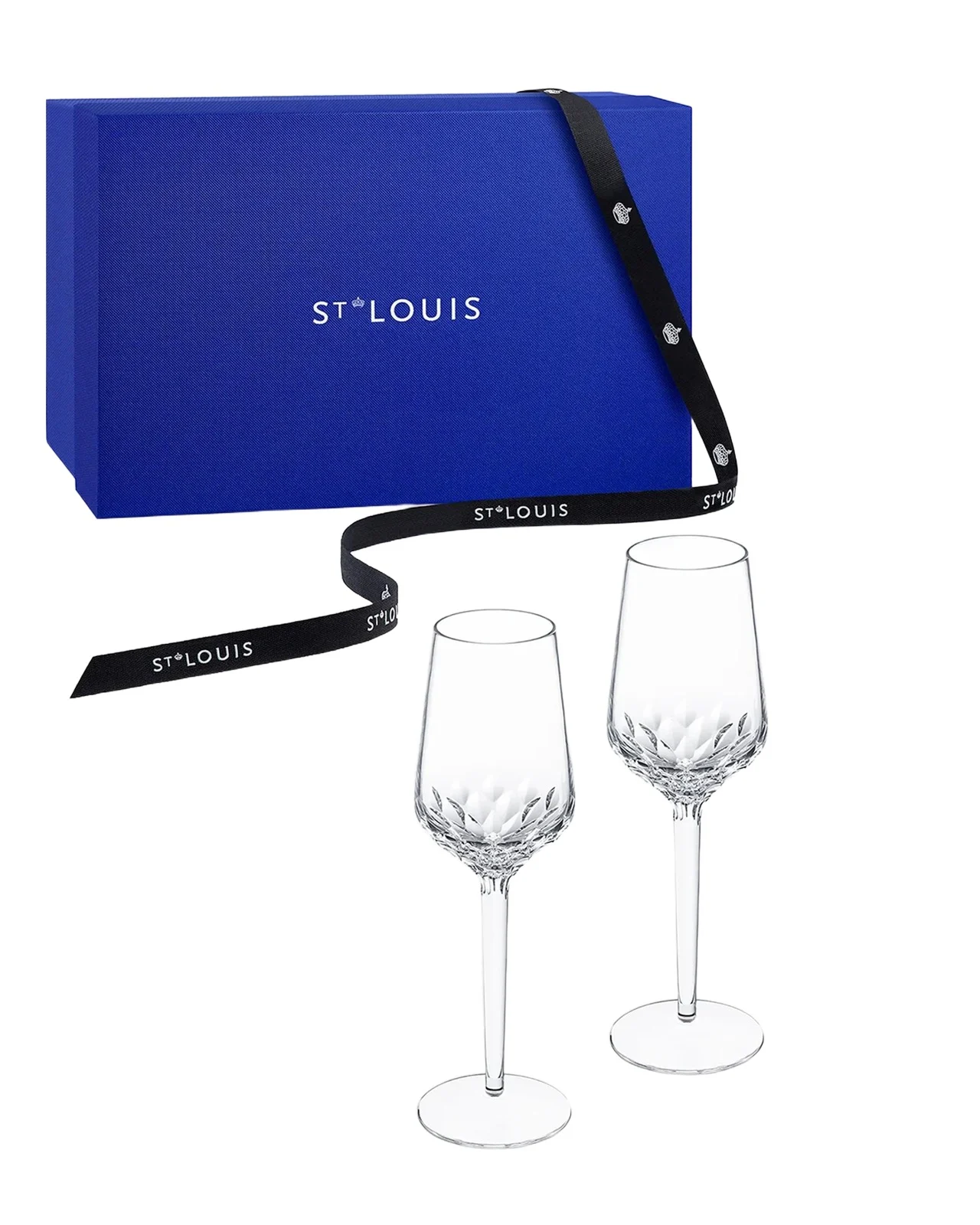 Saint Louis Crystal Folia 2-Piece Champagne Flute Set