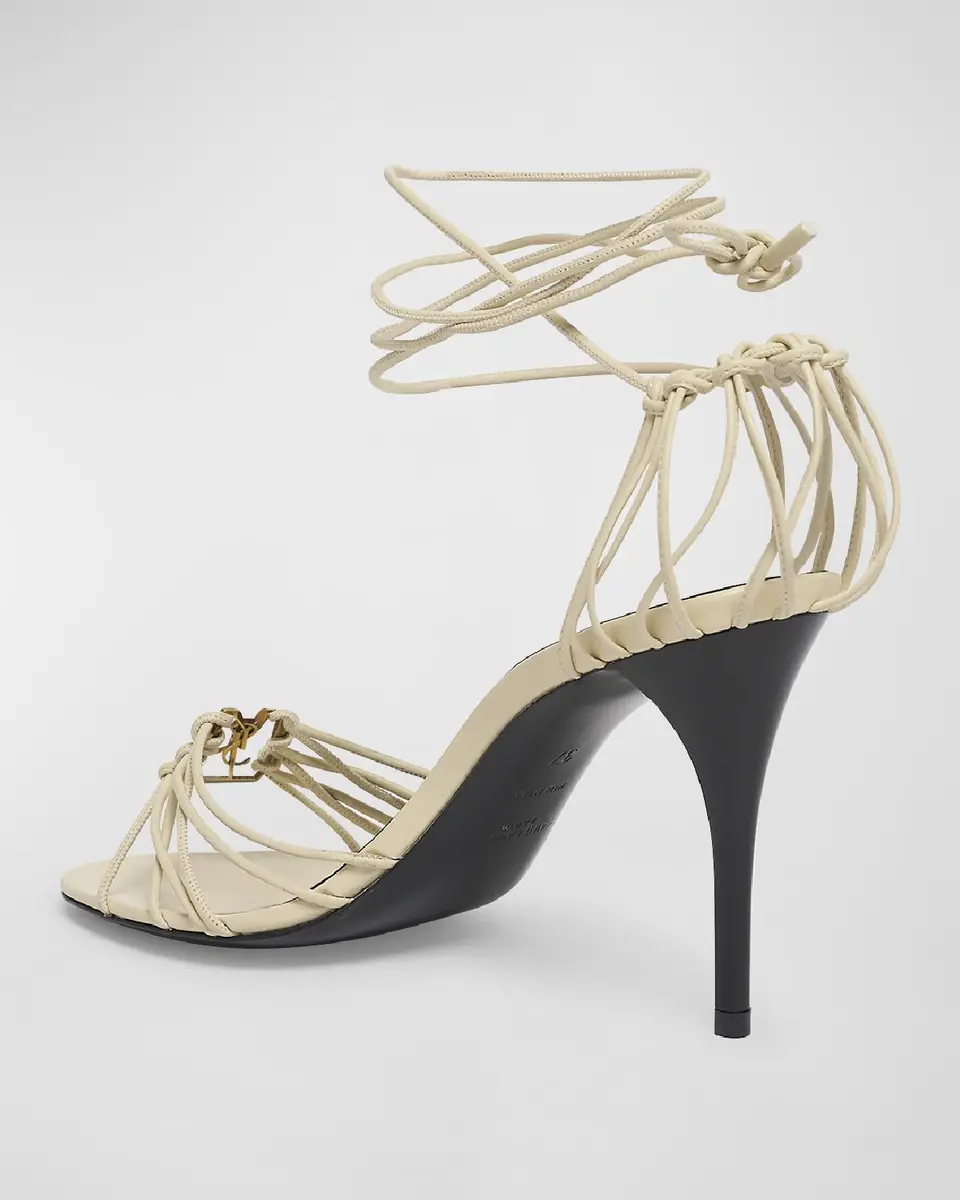 Saint Laurent Babylone Strappy YSL Ankle-Tie Sandals | Thumbnail 3 Saint Laurent Babylone Strappy YSL Ankle-Tie Sandals | Thumbnail 3