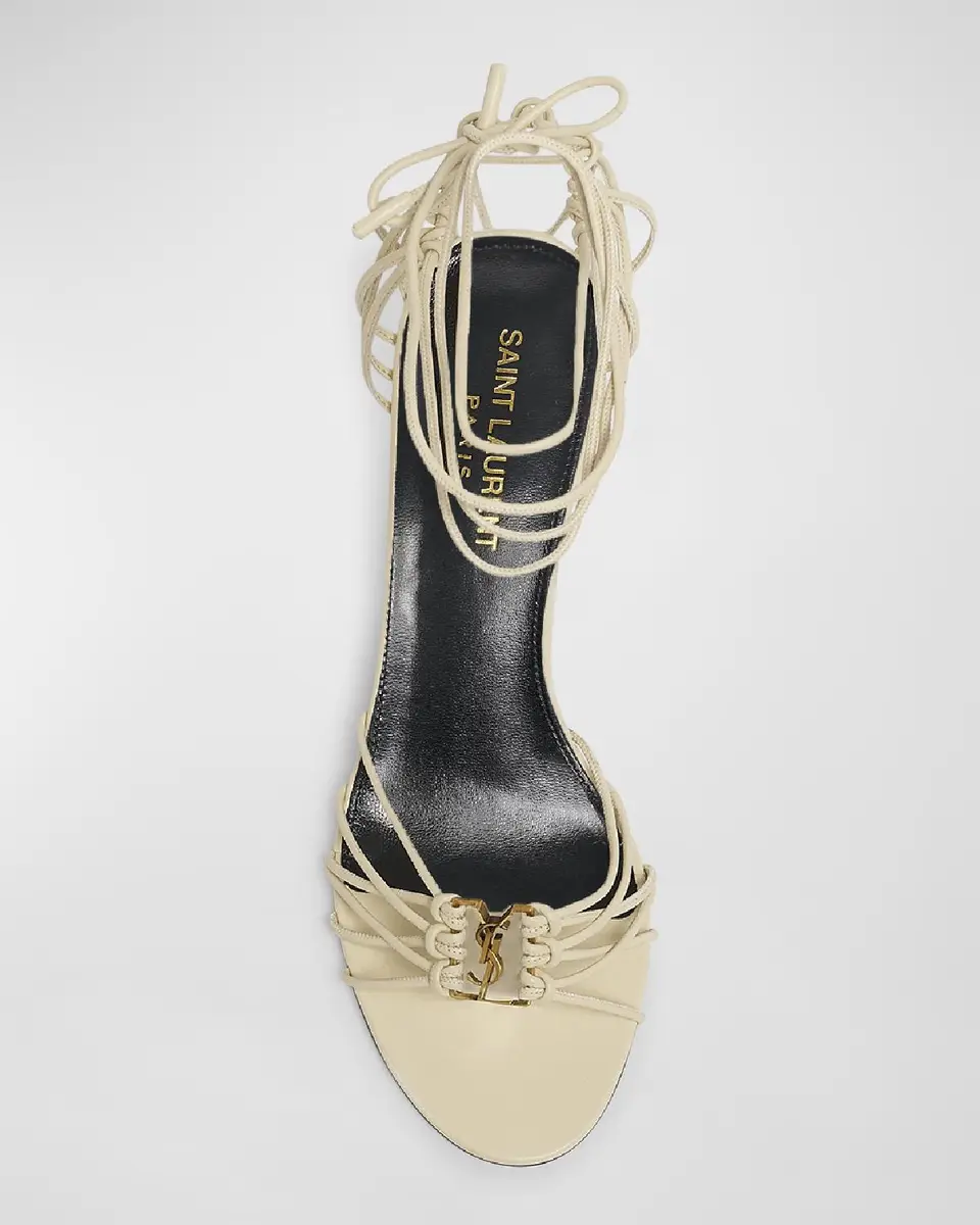 Saint Laurent Babylone Strappy YSL Ankle-Tie Sandals | Thumbnail 4 Saint Laurent Babylone Strappy YSL Ankle-Tie Sandals | Thumbnail 4