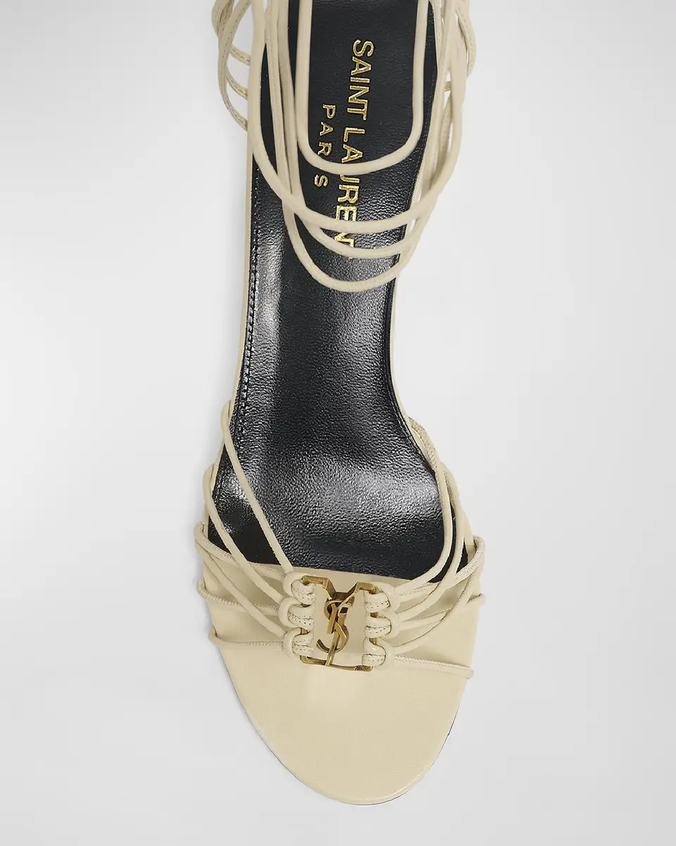 Saint Laurent Babylone Strappy YSL Ankle-Tie Sandals | Thumbnail 5 Saint Laurent Babylone Strappy YSL Ankle-Tie Sandals | Thumbnail 5