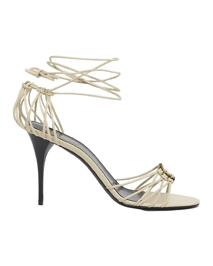 Saint Laurent Babylone Strappy YSL Ankle-Tie Sandals