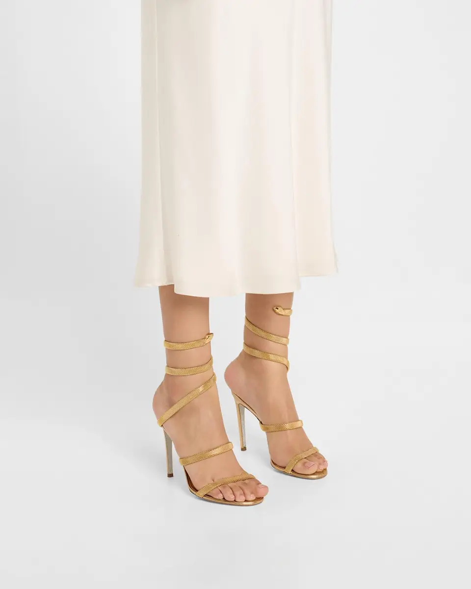 René Caovilla Cleo Metallic Snake-Wrap Sandals | Thumbnail 2