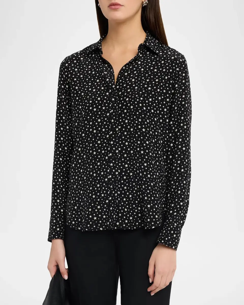 Nili Lotan Spotted Silk Button-Down Blouse | Thumbnail 4 Nili Lotan Spotted Silk Button-Down Blouse | Thumbnail 4
