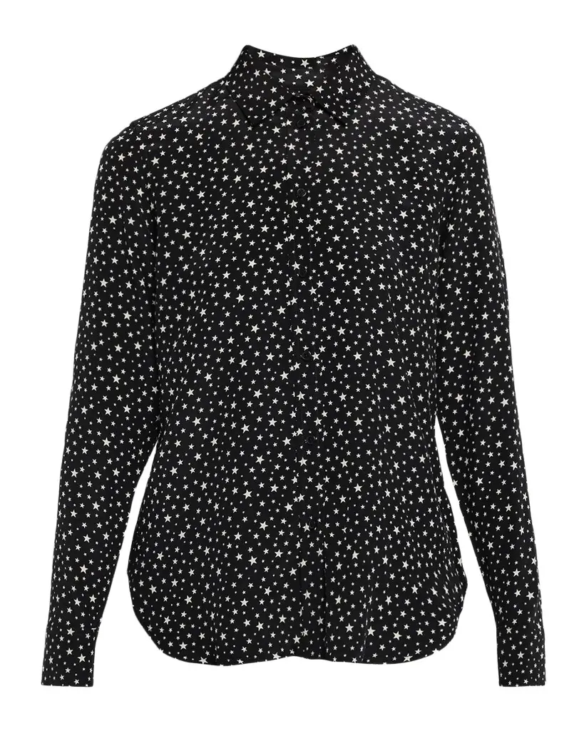 Spotted Silk Button-Down Blouse Spotted Silk Button-Down Blouse
