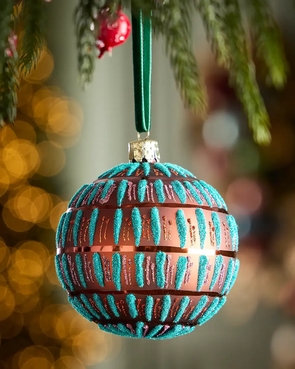 Glitter Stripes on Matte Dark Red Ball Christmas Ornament Glitter Stripes on Matte Dark Red Ball Christmas Ornament