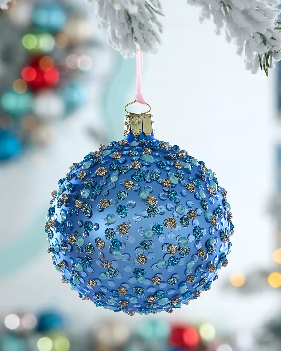 Glitter Polka Dots on Matte Blue Ball Christmas Ornament Glitter Polka Dots on Matte Blue Ball Christmas Ornament