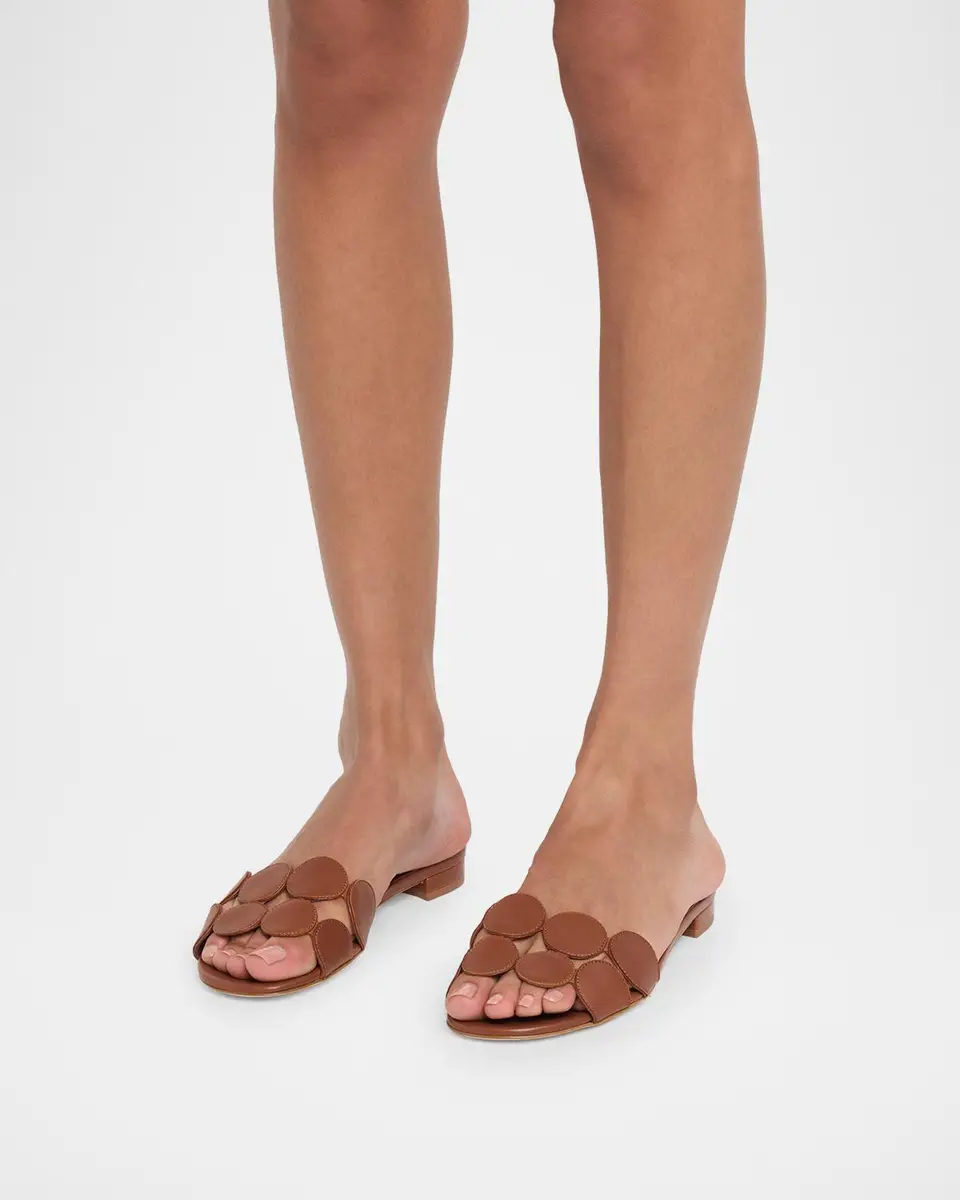 Manolo Blahnik Circle-Cut Leather Slide Sandals | Thumbnail 2