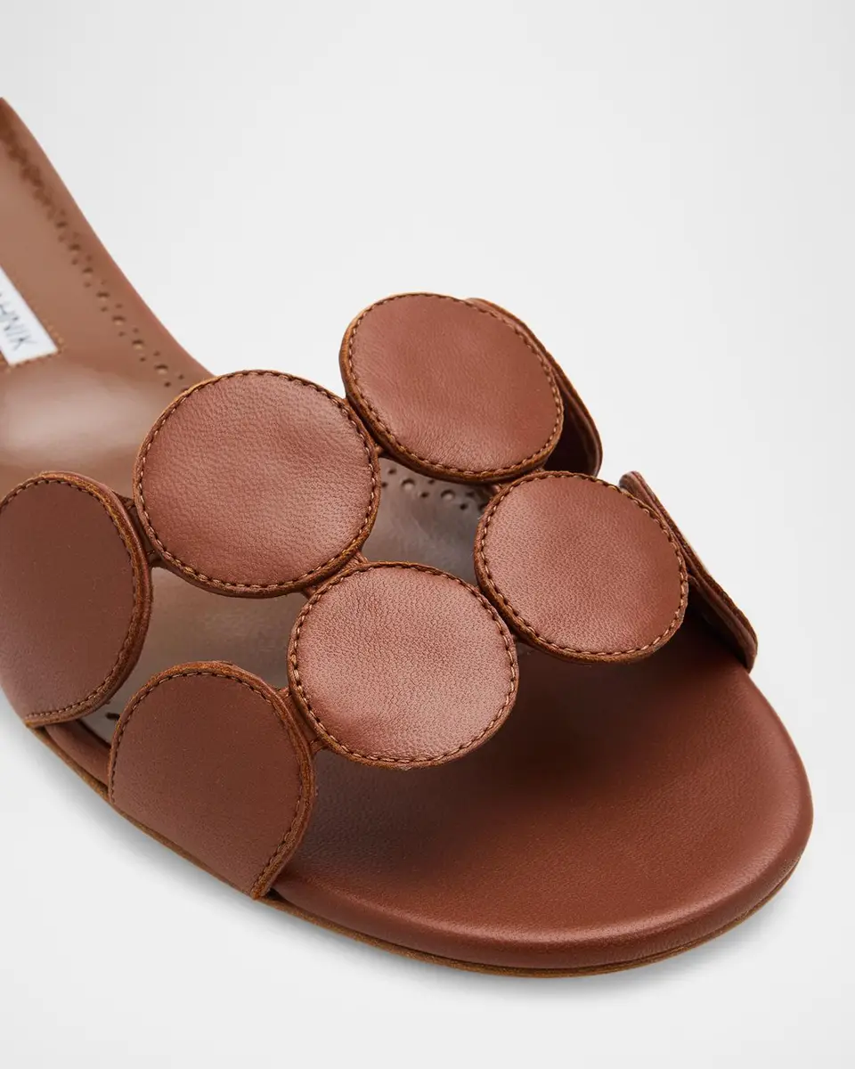 Manolo Blahnik Circle-Cut Leather Slide Sandals | Thumbnail 5