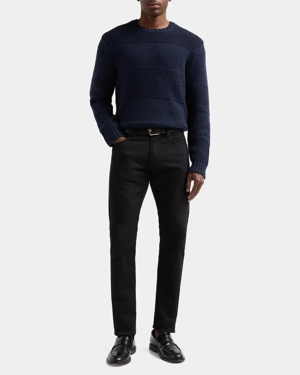 Vince Men's Garter Rugby Stripe Crewneck Sweater | Thumbnail 2 Vince Men's Garter Rugby Stripe Crewneck Sweater | Thumbnail 2