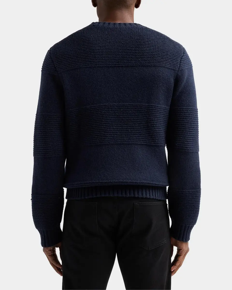 Vince Men's Garter Rugby Stripe Crewneck Sweater | Thumbnail 4 Vince Men's Garter Rugby Stripe Crewneck Sweater | Thumbnail 4