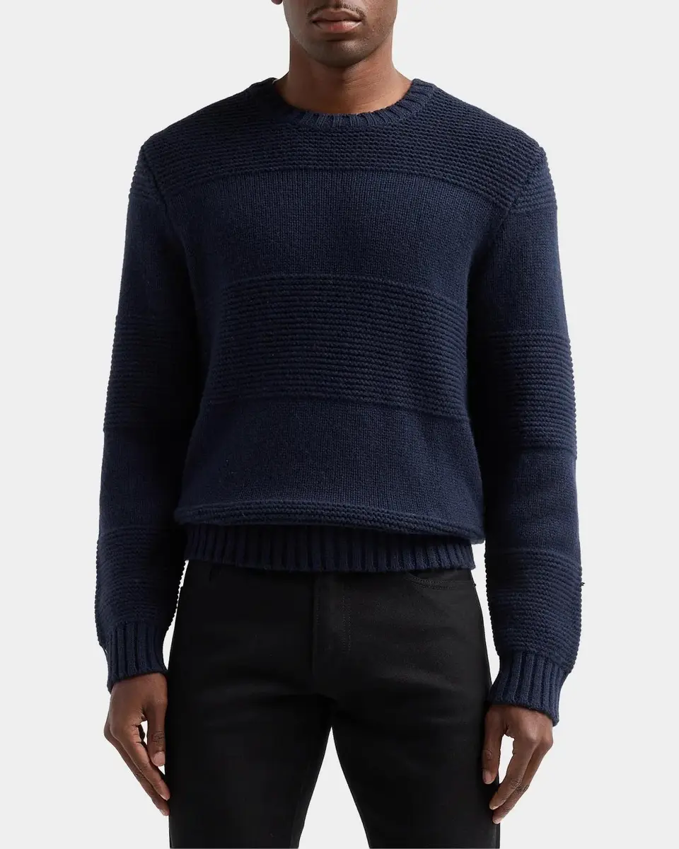 Vince Men's Garter Rugby Stripe Crewneck Sweater | Thumbnail 5 Vince Men's Garter Rugby Stripe Crewneck Sweater | Thumbnail 5