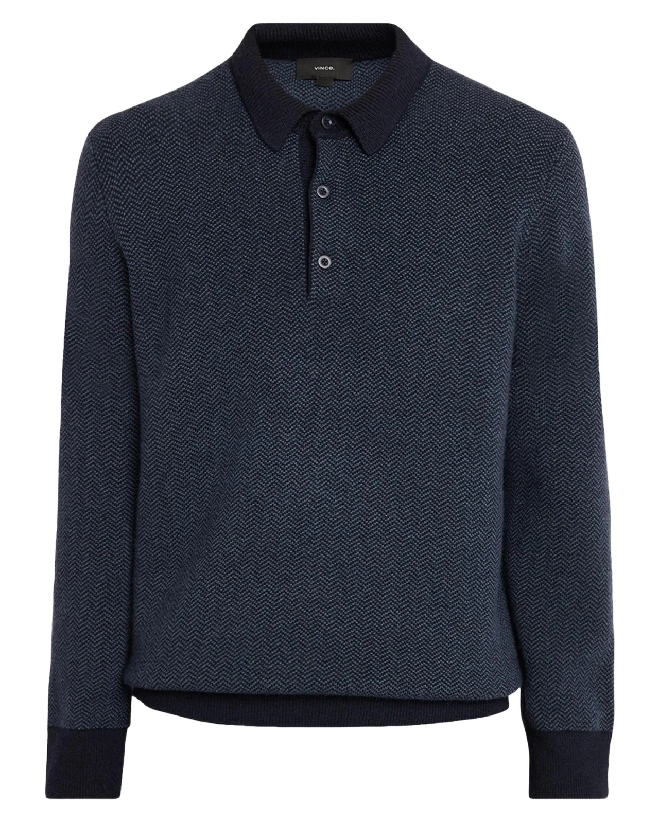 Men's Double-Knit Herringbone Polo Sweater Men's Double-Knit Herringbone Polo Sweater