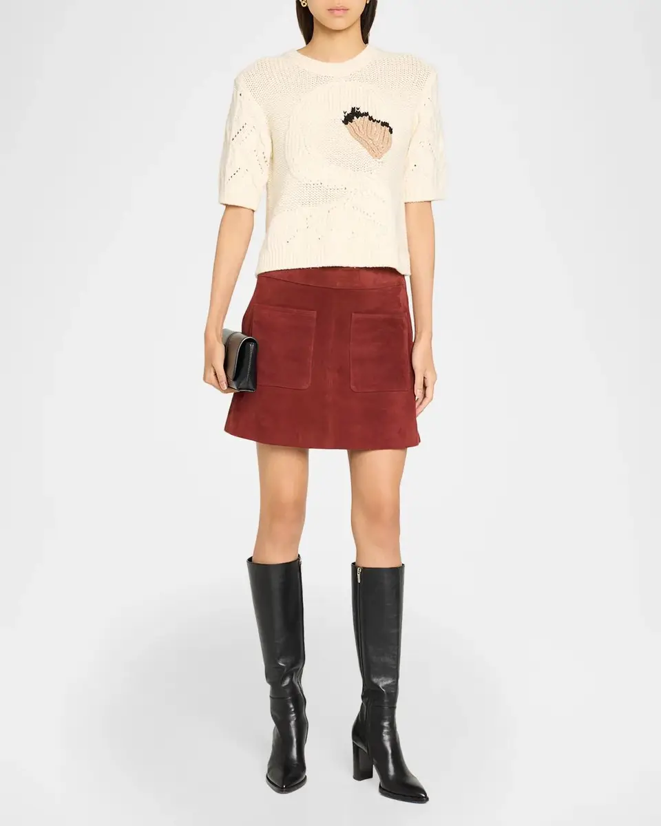 TANYA TAYLOR Baxter Swan Intarsia Elbow-Sleeve Sweater | Thumbnail 2