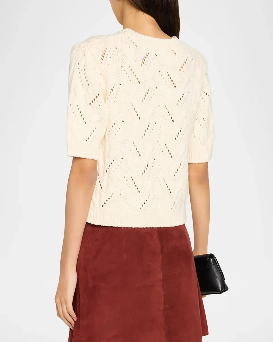 TANYA TAYLOR Baxter Swan Intarsia Elbow-Sleeve Sweater | Thumbnail 3