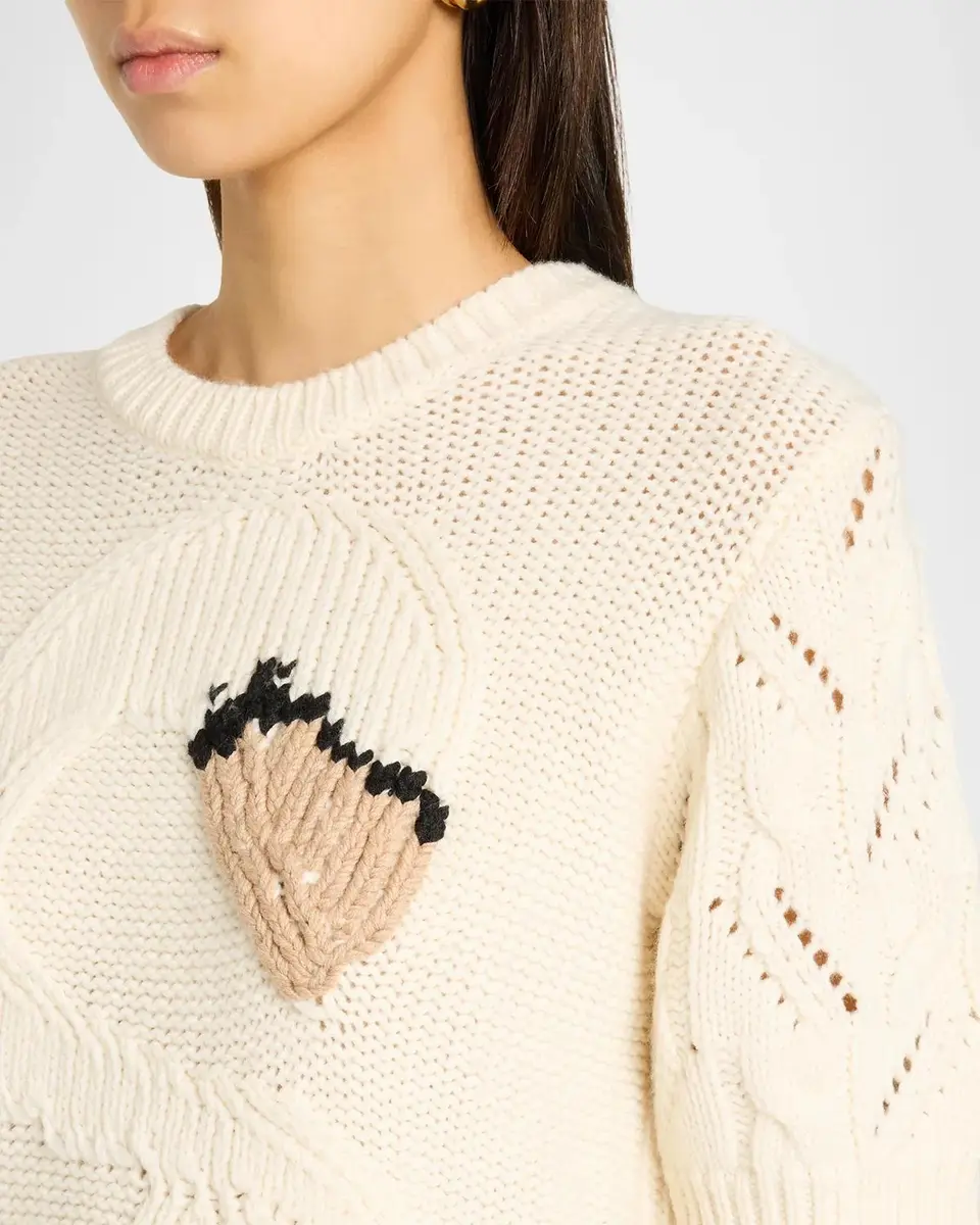 TANYA TAYLOR Baxter Swan Intarsia Elbow-Sleeve Sweater | Thumbnail 5