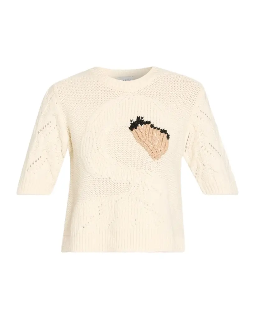 Baxter Swan Intarsia Elbow-Sleeve Sweater