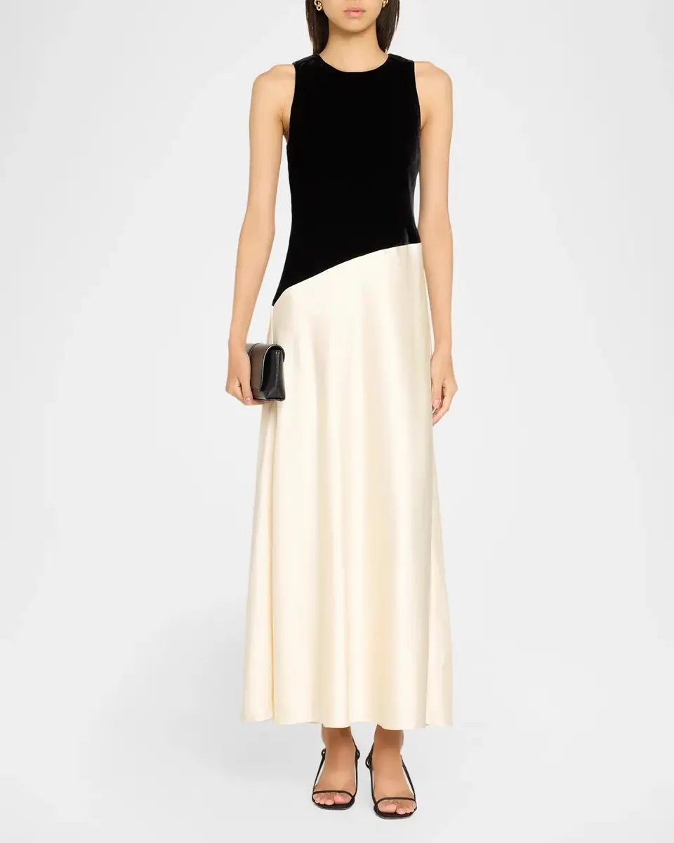 TANYA TAYLOR Vivian Sleeveless Two-Tone Velvet & Satin Gown | Thumbnail 2