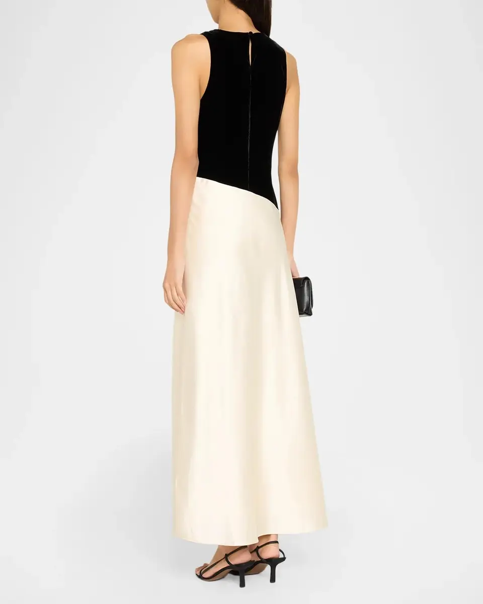 TANYA TAYLOR Vivian Sleeveless Two-Tone Velvet & Satin Gown | Thumbnail 3
