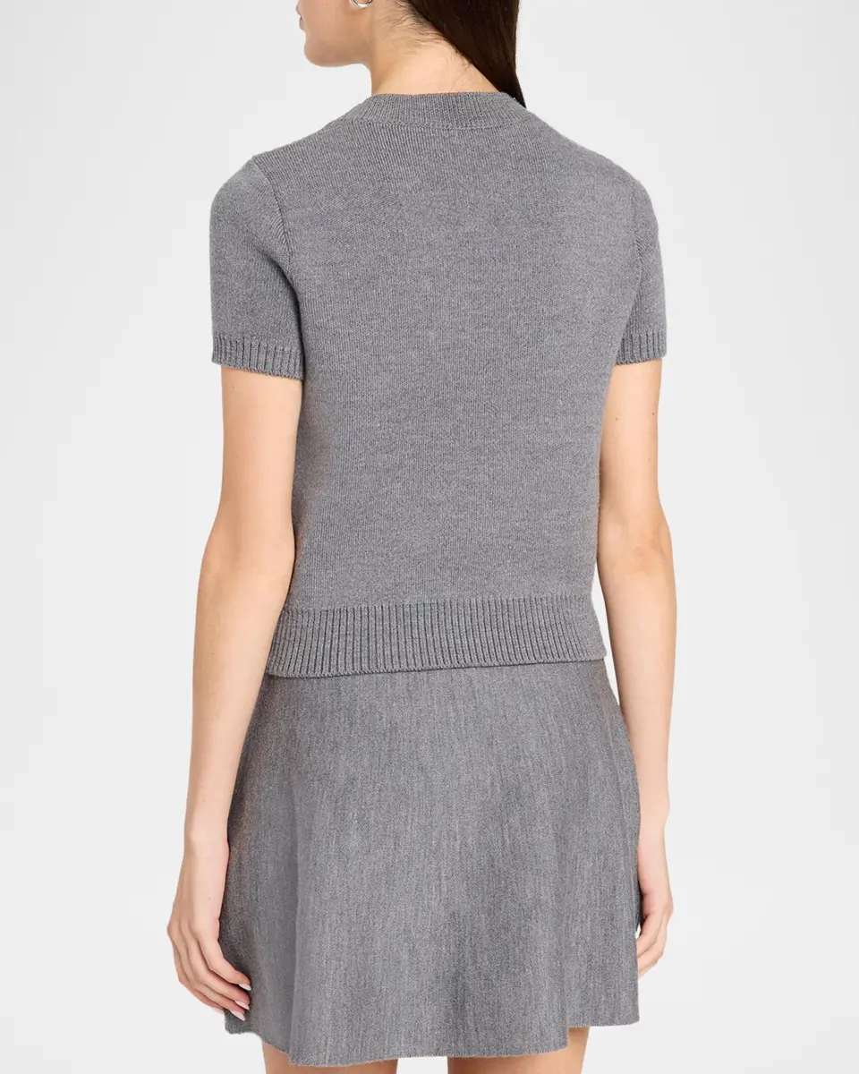 Oscar de la Renta Bead Embroidered Short-Sleeve Wool Sweater | Thumbnail 3 Oscar de la Renta Bead Embroidered Short-Sleeve Wool Sweater | Thumbnail 3