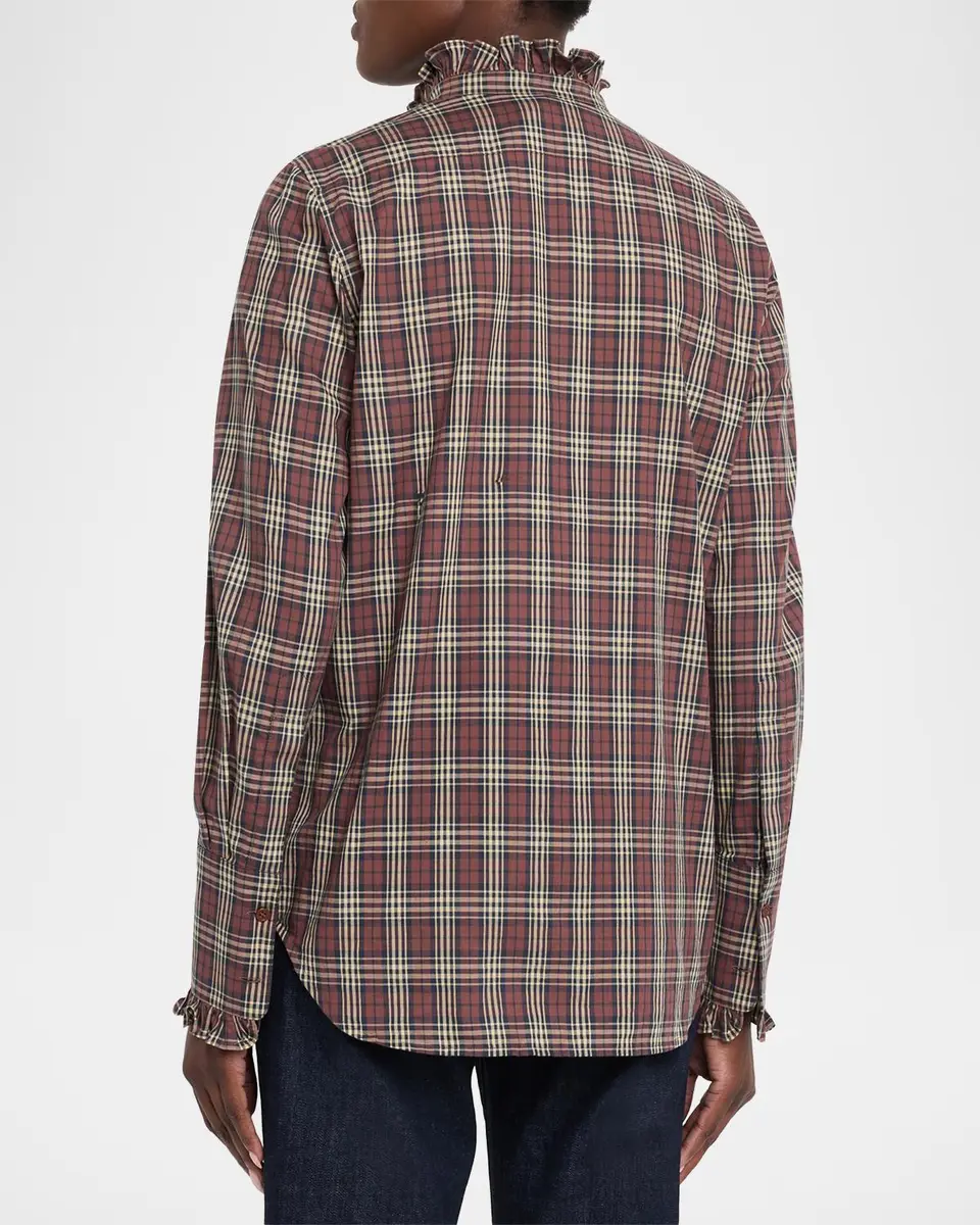 Nili Lotan Elio Ruffle-Trim Cotton Plaid Shirt | Thumbnail 3 Nili Lotan Elio Ruffle-Trim Cotton Plaid Shirt | Thumbnail 3
