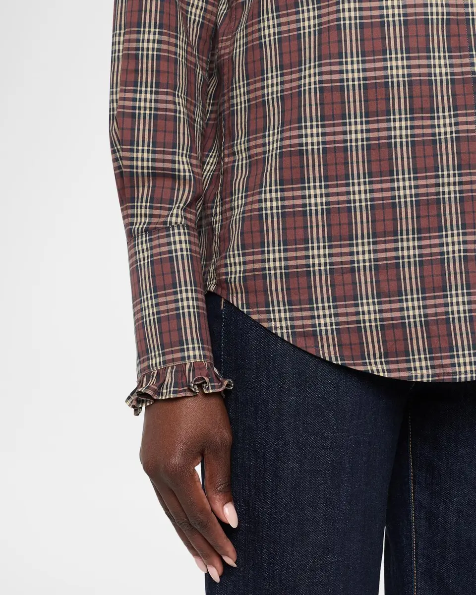 Nili Lotan Elio Ruffle-Trim Cotton Plaid Shirt | Thumbnail 5 Nili Lotan Elio Ruffle-Trim Cotton Plaid Shirt | Thumbnail 5